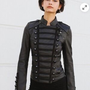 Boda Skins Leather Military Jacket SZ 0